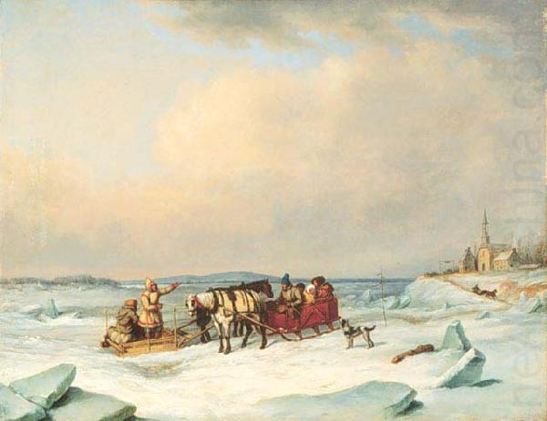 Cornelius Krieghoff The Ice Bridge at Longue-Pointe oil painting picture